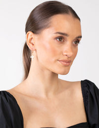 Gold Embossed Cross Earrings - link has visual effect only