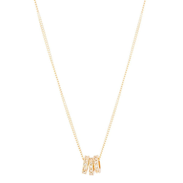 Gold Triple Diamante Rings Short Necklace