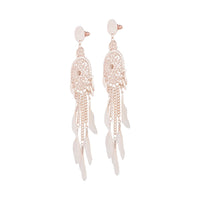 Rose Gold Pink Filigree Cascade Feather Earrings - link has visual effect only