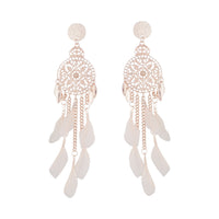 Rose Gold Pink Filigree Cascade Feather Earrings - link has visual effect only