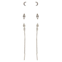 Silver Chain Drop Moon Earring Pack - link has visual effect only