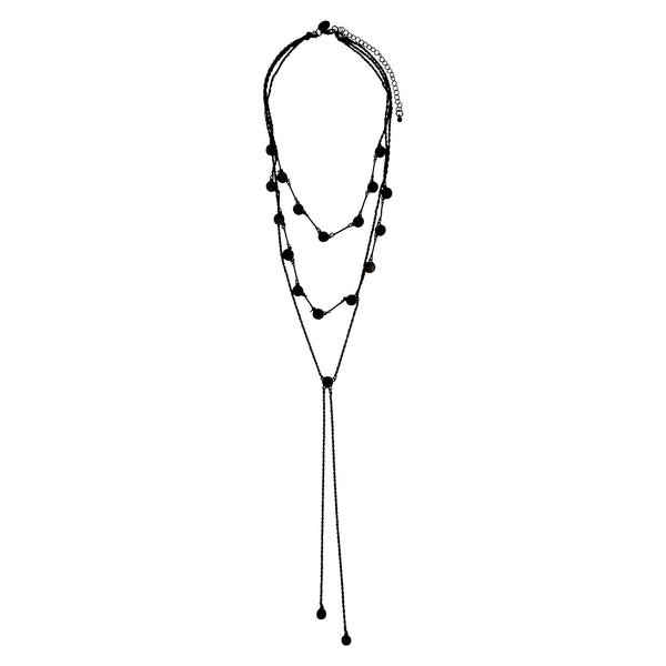 Black Multi Row Y Neck Necklace