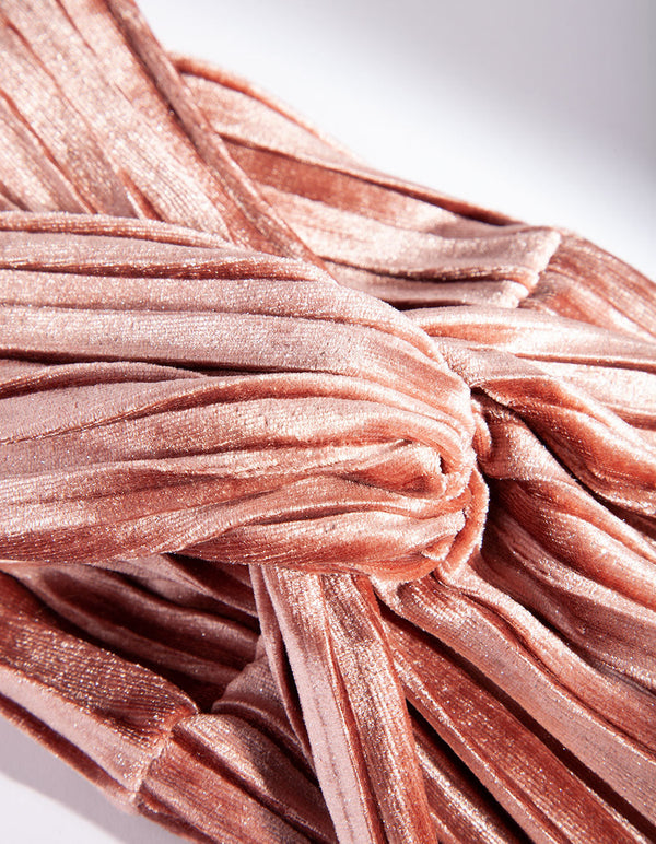 Pink Velvet Pleated Headband
