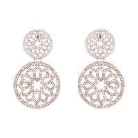 Rose Gold Diamante Filigree Double Circle Drop Earrings - link has visual effect only