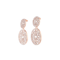 Rose Gold Diamante Filigree Double Circle Drop Earrings - link has visual effect only