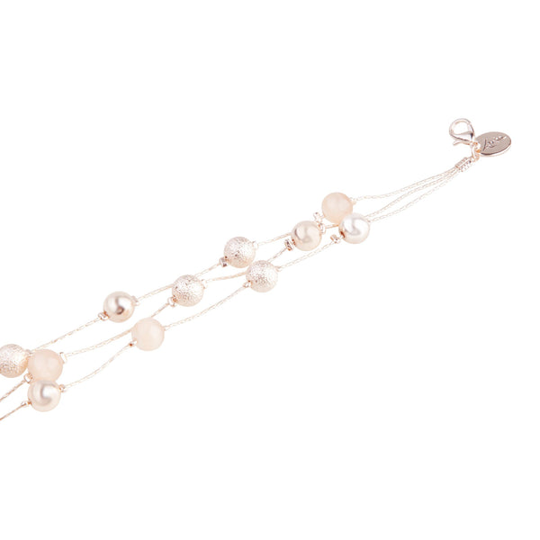 Rose Gold Mix Bead Cat Eye Chain Bracelet