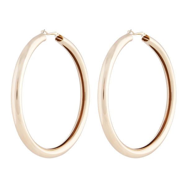 Polished Gold Oversized Tube Hoop Earrings
