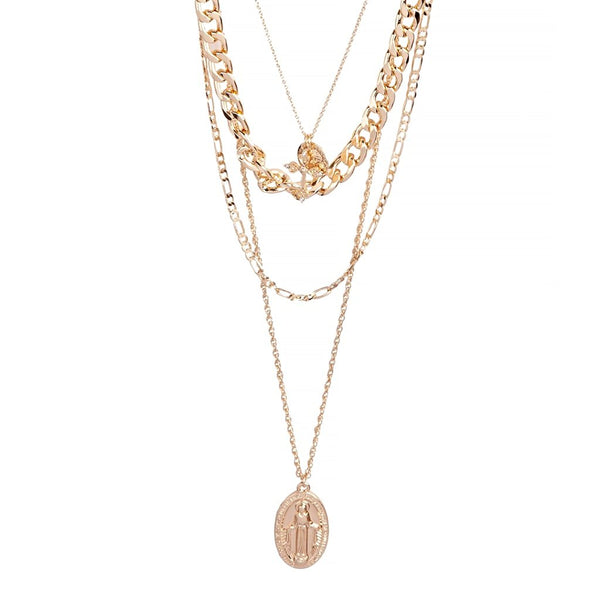Gold Multi Layer Pendant Necklace 4 Pack