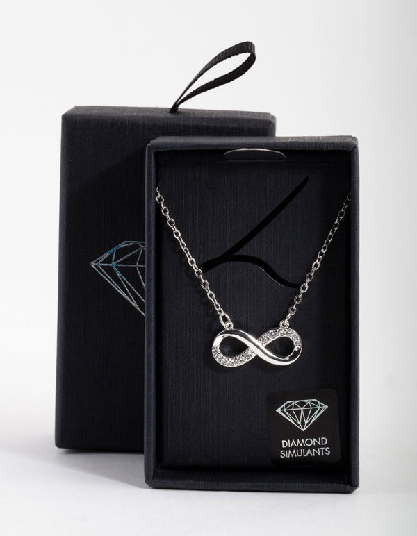 Silver Crystal Infinity Pendant Necklace
