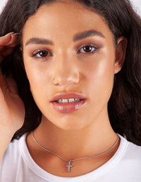 Diamond Simulant Pave Cross Necklace - link has visual effect only