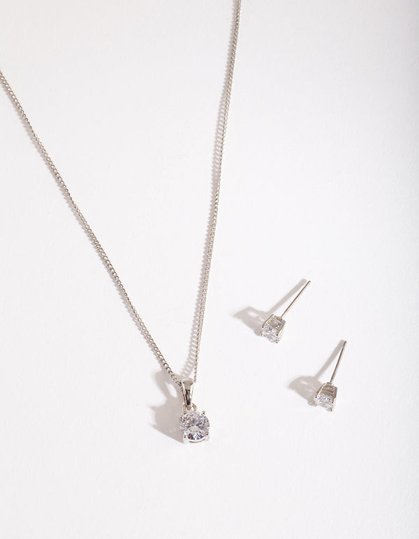 Round Crystal Necklace and Earrings Set