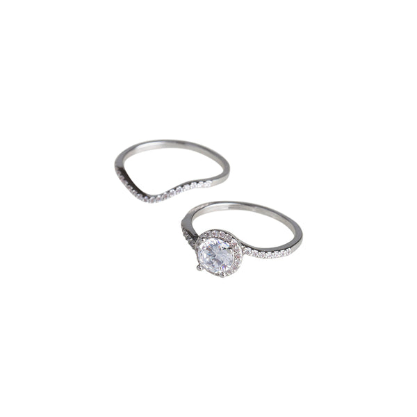 Round Crystal Wave Stack Ring