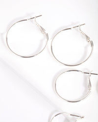 Silver Multi Size Hoop Earring 3 Pack - link has visual effect only