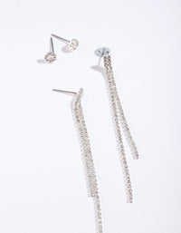 Silver Diamante Chain Earring 2 Pack - link has visual effect only
