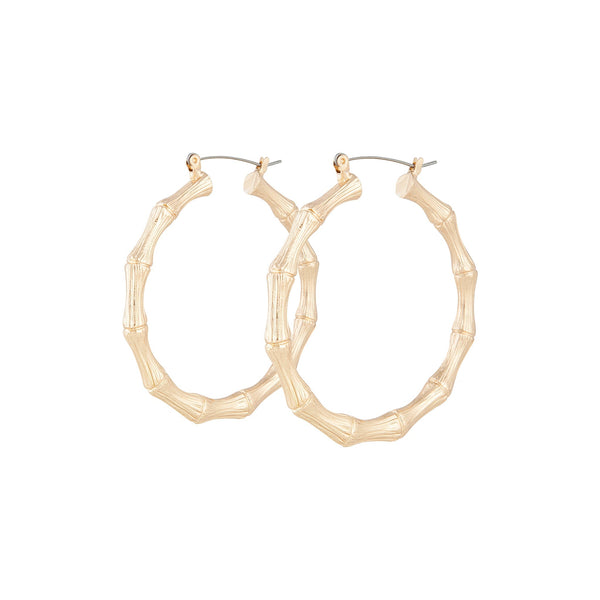Gold Medium Bamboo Hoop Earrings