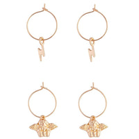 Gold Hoop Drop Charm Earring Pack - link has visual effect only