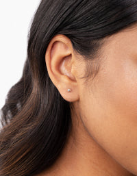 Sterling Silver Bar Polished Ball Earrings Trio - link has visual effect only