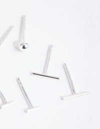 Sterling Silver Bar Polished Ball Earrings Trio - link has visual effect only