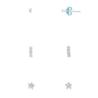 Sterling Silver Diamante Line And Star Stud Pack - link has visual effect only