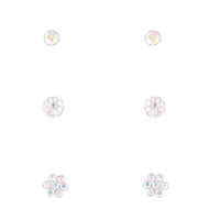 Sterling Silver Diamante Stud, Flower And Bead Pack - link has visual effect only