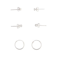 Sterling Silver Stud Diamante And Hoop Pack - link has visual effect only