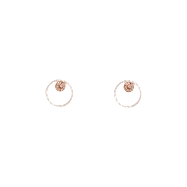 Rose Gold Geometric Circle Diamante Stud Earrings