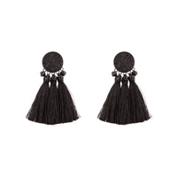 Black Classic Stud Tassel Earrings - link has visual effect only