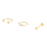 Gold Surgical Steel Hoop Stud Ball 3 Pack - link has visual effect only