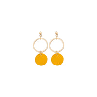 Gold Yellow Circle Disc Earrings - link has visual effect only