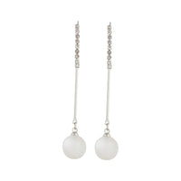 Rhodium Diamante Pearl Stick Cat Eye Earrings - link has visual effect only