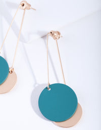 Gold And Green Coated Disc Sandwich Earrings - link has visual effect only