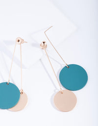 Gold And Green Coated Disc Sandwich Earrings - link has visual effect only