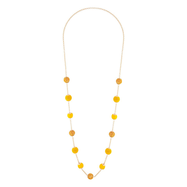 Gold Wrap Bead Station Necklace