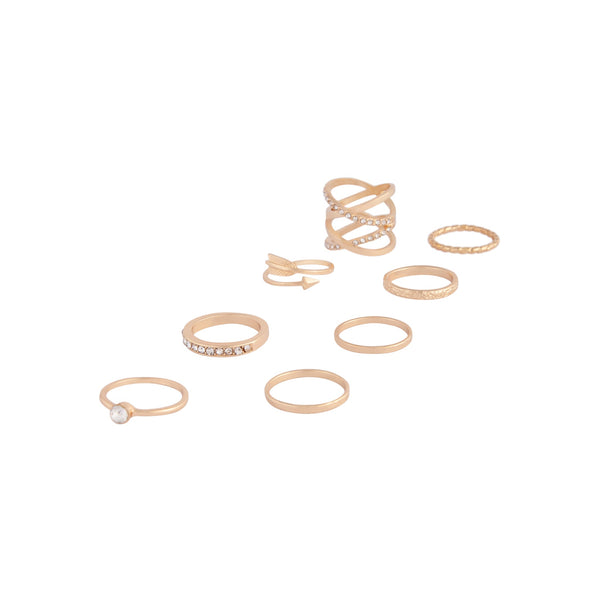 Gold Double Crossover Diamante Ring 8 Pack