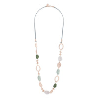 White Gold Blue Irregular Bead Rubber Necklace - link has visual effect only