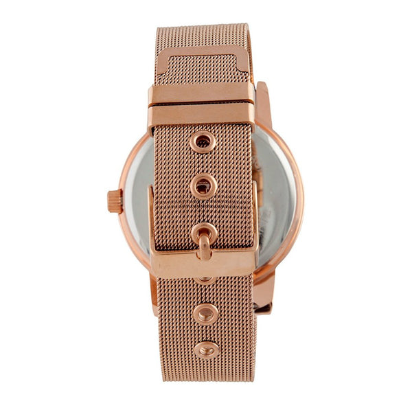 Rose Gold Diamante Surrounded Mesh Strap Watch