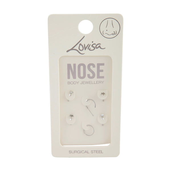 Surgical Steel Star Nose Hook Stud 6 Pack