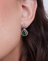 Encircled Mini Emerald Pear Drop Earrings - link has visual effect only
