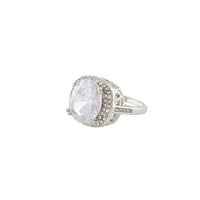 Rhodium Square Cubic Zirconia Ring - link has visual effect only