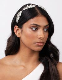Silver Crystal Leaf Headband - link has visual effect only