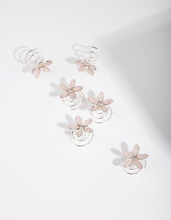 Pink Gem Hair Screw 6 Pack