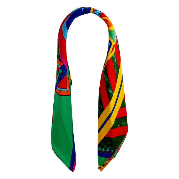 Multi-Coloured Square Geometric Bandana Hair Scarf