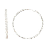 Silver Large Stone Set Hoop Earrings - link has visual effect only