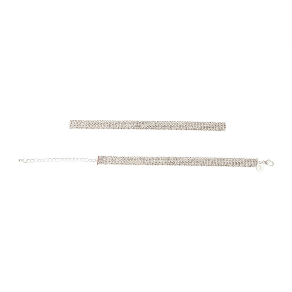 Four Row Diamante Choker and Bracelet Set
