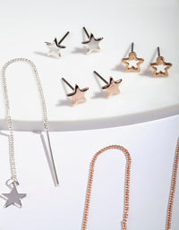 Gold Star Stud Drop Star Earring Pack - link has visual effect only