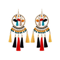 Green Yellow Tassel Bead Statement Earrings - link has visual effect only