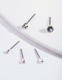 Silver Fine Stud Earring Pack - link has visual effect only