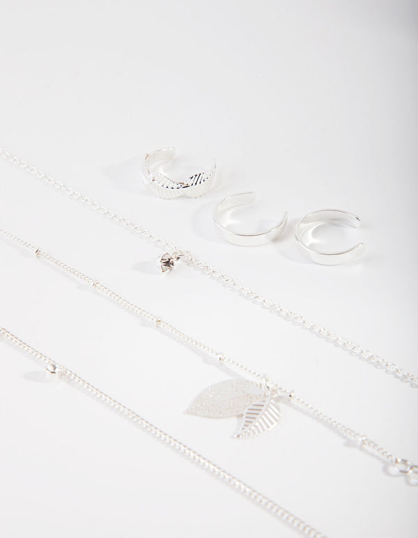 Silver Leaf Anket & Toe Ring Pack