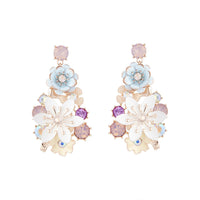 Pastel Multi Flower And Diamante Drop Earrings - link has visual effect only