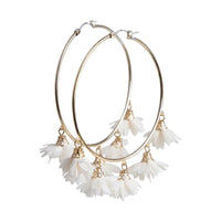 Pretty White Peach Flower Charm Hoop Earrings - link has visual effect only